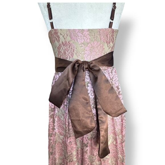 Vintage Y2K Necessary Objects Pink Floral Lace Slip Dress Satin Bow Detail Small - Picture 6 of 10